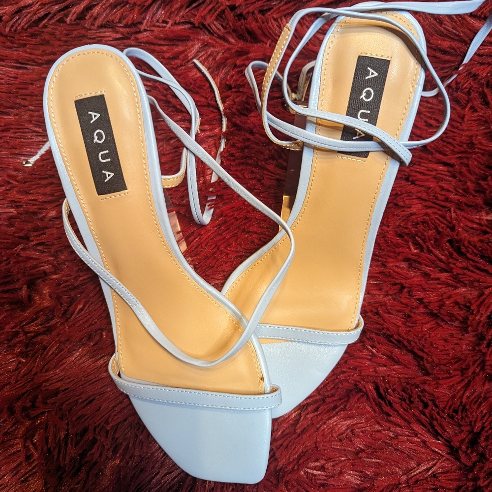 Aqua Blue Ankle Strap Sandals